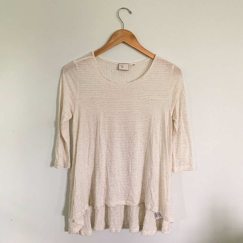 Anthropologie Cream and White Striped Shirt